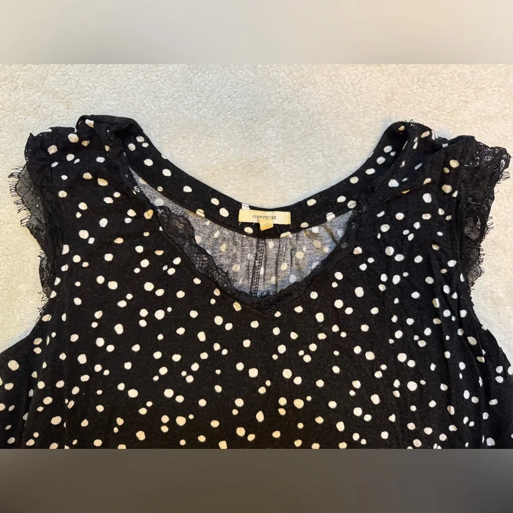 Maurices Black & White Polka Dot Lace-Trim Tank (Plus Size, 1, Women) - Picture 6 of 9